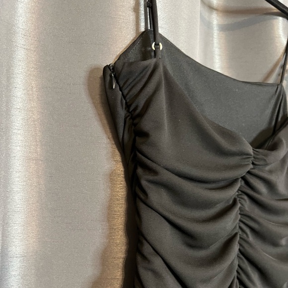 Zara Black Rushed Ruffle Dress BNWT - Picture 6 of 8